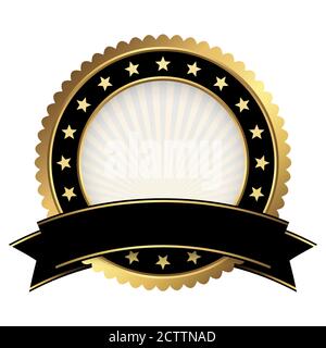 Schaltflächenschablone Gold und schwarz mit schwarzer Banner-Vektordatei Stock Vektor