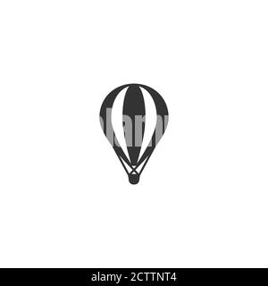 Symbol für fliegenden Heißluftballon. Flaches Cartoon-Design. Vektorgrafik isoliert auf Weiß. Aerostat Umriss Zeichen. Stock Vektor