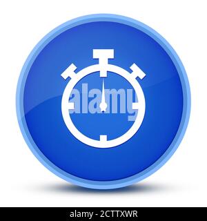 Stoppuhr luxuriöse glänzende blaue runde Knopf abstrakte Abbildung Stockfoto