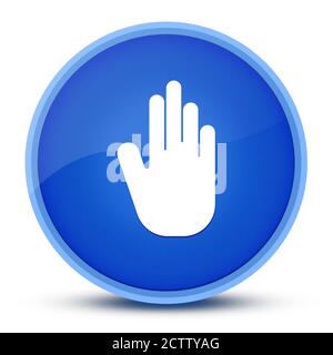 Stop Hand luxuriöse glänzend blau Runde Knopf abstrakte Illustration Stockfoto