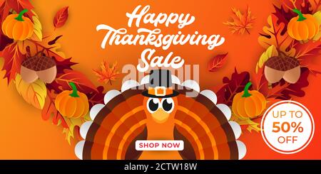Happy Thanksgiving Tag Verkauf Hintergrund Vektor mit dekorativen Blättern. Abstract Happy Thanksgiving Urlaub Verkauf Vektor Hintergrund Design-Vorlage für ein Stock Vektor