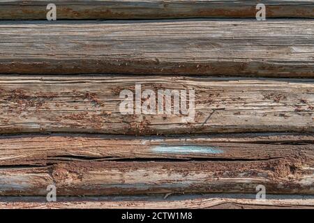 Hintergrund von alten horizontalen Holzbrettern von brauner Farbe, Holzstruktur Stockfoto