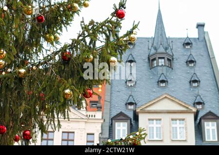 Christmastime in Leipzig. Weihnachten auf dem Central Square. Sachsen, Deutschland. Stockfoto