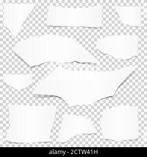 Sammlung von Papierfetzen weiß mit Transparenz in Vektor gefärbt Datei Stock Vektor