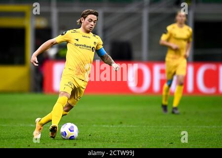 Mailand, Italien. September 2020. MAILAND, ITALIEN - 24. September 2020: Patrick Berg von FK Bodo/Glimt im Einsatz während des UEFA Europa League Third Qualifying Round Fußballspiels zwischen AC Mailand und FK Bodo/Glimt. AC Mailand gewann 3-2 gegen FK Bodo/Glimt. (Foto von Nicolò Campo/Sipa USA) Quelle: SIPA USA/Alamy Live News Stockfoto