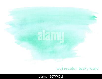 Abstraktes weiches Aquarell auf weißem Hintergrund. Grüne Farbe. Stockfoto