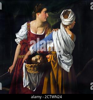 Judith und ihre Magd mit dem Kopf der Holofernes 1608-1609 von Orazio Gentileschi 1563-1639 Pisa Italienisch, Italien, Stockfoto