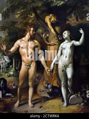 Der Fall des Menschen (Adam und Eva) Cornelis Cornelisz van Haarlem 1562-1638 Niederländisch Niederlande Stockfoto