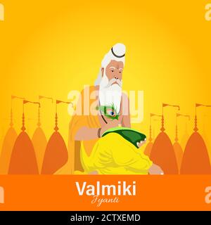 Ramanya Text in hindi geschrieben, was Episches Buch von ramayana bedeutet. Vektor-Illustration von Valmiki Jayanti, EIN mythologisches Volk von Ramayana. Banner oder po Stock Vektor