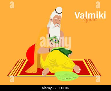 Ramanya Text in hindi geschrieben, was Episches Buch von ramayana bedeutet. Vektor-Illustration von Valmiki Jayanti, EIN mythologisches Volk von Ramayana. Banner oder po Stock Vektor