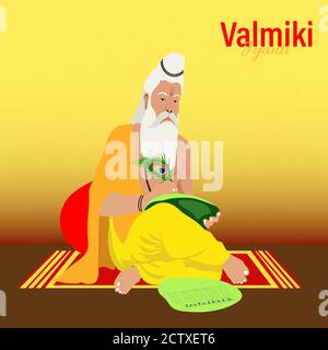 Ramanya Text in hindi geschrieben, was Episches Buch von ramayana bedeutet. Vektor-Illustration von Valmiki Jayanti, EIN mythologisches Volk von Ramayana. Banner oder po Stock Vektor