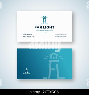 Abstraktes Vektorzeichen oder Logo- und Visitenkartenvorlage. Suchscheinwerfer Turmsymbol aus BUCHSTABEN A und L mit Typografie. Lighthouse Building Stock Vektor