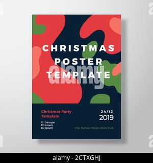 Weihnachtsfeier Club Einladung Poster oder Flyer Vorlage. Moderne abstrakte Formen Camo Muster Hintergrund mit Typografie und Text kopieren Raum. Lebendig Stock Vektor