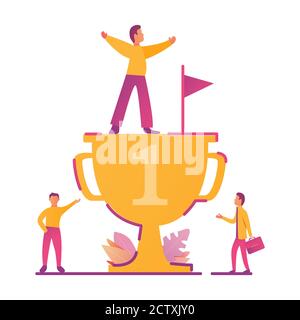 Geschäftserfolg, Führung, Teamleistung, Kreative Menschen feiern Erfolg. Stock Vektor