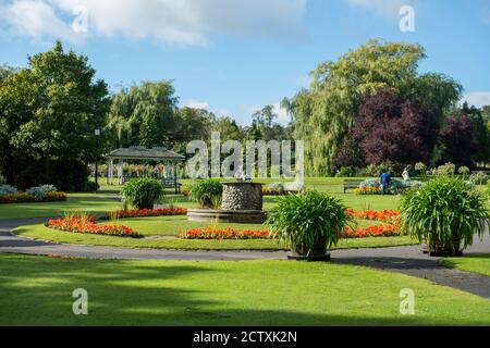 Farbenfrohe Blumendarstellung im Sommer in den Valley Gardens in Harrogate, North Yorkshire Stockfoto