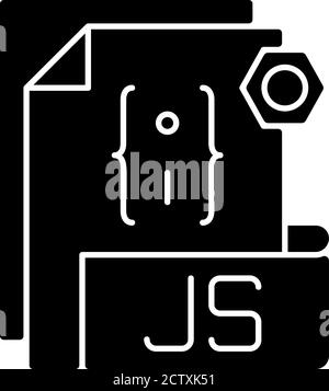JS-Datei schwarzes Glyphsymbol Stock Vektor