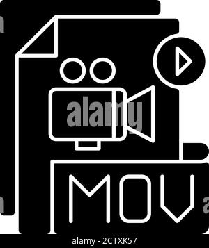 MOV-Datei schwarzes Glyph-Symbol Stock Vektor