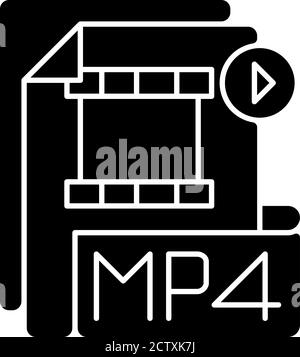 MP4-Datei schwarzes Glyphsymbol Stock Vektor