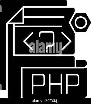PHP-Datei schwarzes Glyph-Symbol Stock Vektor