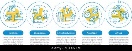 Infografik-Vorlage für Insomnia Onboarding-Vektor. Stock Vektor