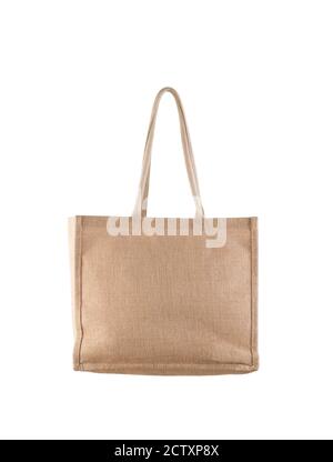 Jute Einkaufstasche isoliert auf weißem Hintergrund mit Clipping-Pfad Stockfoto