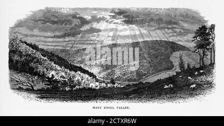 Mary Knoll Valley, Ludlow, England Victorian Engraving, Um 1840 Stockfoto