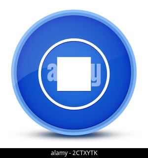 Stop luxuriöse glänzende blaue runde Knopf abstrakte Illustration Stockfoto