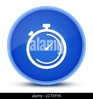Stoppuhr luxuriöse glänzende blaue runde Knopf abstrakte Abbildung Stockfoto