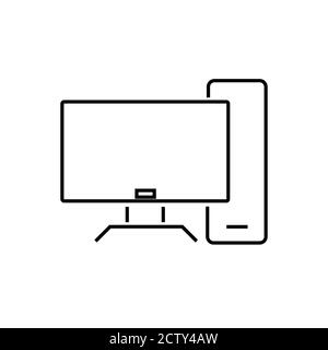 Umrisssymbol für die TV-Fernbedienung.Symbol für einfache Linienvektoren für die TV-Fernbedienung. Symbol, Logo-Illustration. Pixel perfekte Vektorgrafiken Stock Vektor