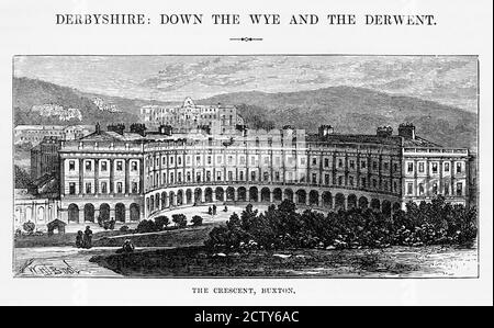 Buxton Crescent in Derbyshire, England Victorian Engraving, 1840 Stockfoto