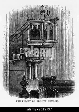 Pulpit of Trinity Church, Litchfield, Staffordshire, England Victorian Engraving, 1840 Stockfoto