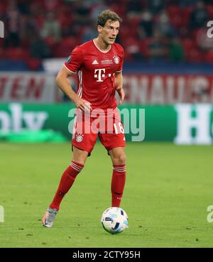 Budapest, Ungarn. 24. Sep, 2020. firo: 24.09.2020 Fuvuball, Fußball UEFA Super Cup 2020 FC Bayern Mvºnchen München - Sevilla FC 2: 1 NV FCB Leon Goretzka, Einzelaktion, zur Nutzung weltweit Credit: dpa/Alamy Live News Stockfoto