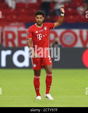 Budapest, Ungarn. 24. Sep, 2020. firo: 24.09.2020 Fuvuball, Fußball UEFA Super Cup 2020 FC Bayern Mvºnchen München - Sevilla FC 2: 1 NV FCB Serge Gnabry, Einzelaktion, weltweit Credit: dpa/Alamy Live News Stockfoto
