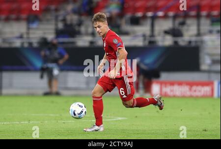 Budapest, Ungarn. 24. Sep, 2020. firo: 24.09.2020 Fuvuball, Fußball UEFA Super Cup 2020 FC Bayern Mvºnchen Muenchen - Sevilla FC 2: 1 NV FCB Joshua Kimmich, Einzelaktion, zur Nutzung weltweit Credit: dpa/Alamy Live News Stockfoto