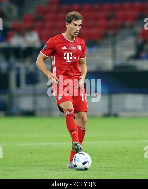 Budapest, Ungarn. 24. Sep, 2020. firo: 24.09.2020 Fuvuball, Fußball UEFA Super Cup 2020 FC Bayern Mvºnchen München - Sevilla FC 2: 1 NV FCB Leon Goretzka, Einzelaktion, zur Nutzung weltweit Credit: dpa/Alamy Live News Stockfoto