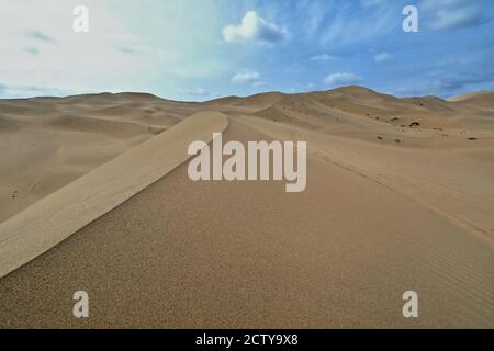 Bewegte und stationäre Sanddünen-Badain Jaran Wüste. Alxa Plateau-Innere Mongolei-China-1059 Stockfoto