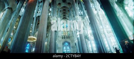 Innenräume einer Kirche, entworfen vom katalanischen Architekten Antonio Gaudi, Sagrada Familia, Barcelona, Katalonien, Spanien Stockfoto