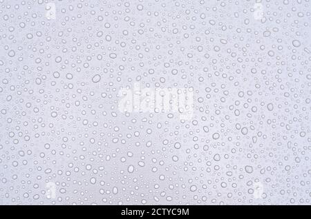Regentropfen auf einer flachen Oberfläche Stockfoto