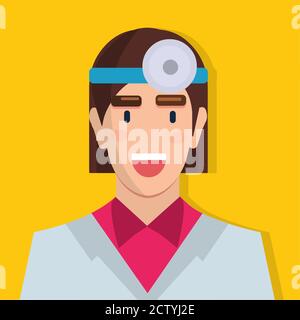 Weibliche Zahnarzt Avatar isoliert Vektor Illustration Stock Vektor