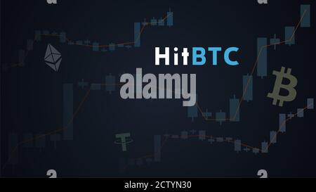HitBTC Kryptowährung Aktienmarkt Name auf abstrakten digitalen Hintergrund. Krypto Börse für Nachrichten und Medien. Stockfoto