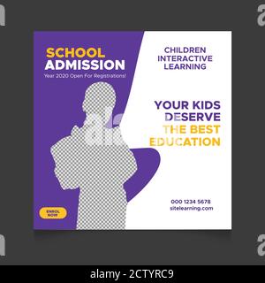 Schule Zulassung Social Media Post Vorlage Vektor Stock Vektor