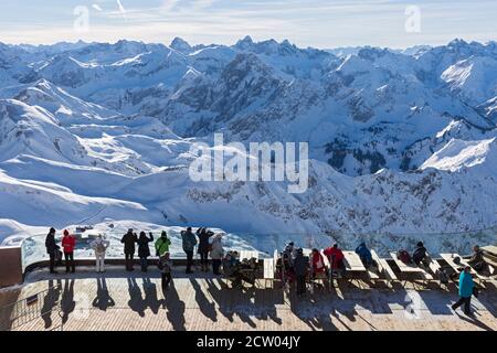 Nebelhorn, Bergstation, Aussichtsplattform, Allgäuer Alpen, Panorama, Oberstdorf Stockfoto