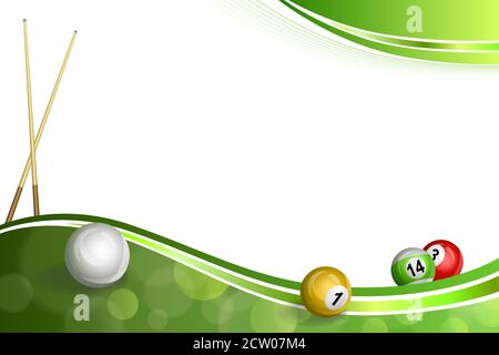 Hintergrund abstrakt grün Billard Pool cue Ball Illustration Vektor Stock Vektor