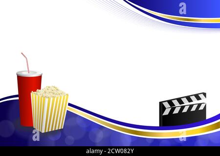 Hintergrund abstrakt blau Gold trinken Popcorn Film Klapper Board Rahmen Illustrationsvektor Stock Vektor