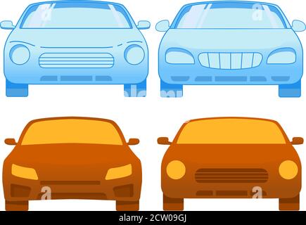 Symbol für die Vorderansicht des Fahrzeugs. Flachvektor. Isoliert auf weißem Hintergrund. Stock Vektor