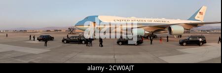 Präsident Donald Trump besuchte die Nevada Air National Guard Base am 12. September 2020. Der Präsident machte einen Stopp an der Basis auf seinem Weg zu einer politischen Kundgebung in Minden, Nevada. Stockfoto