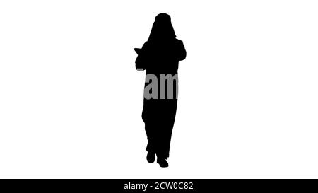 Sheikh präsentiert Informationen oder Produkt mit digitalen Tablet, EIN Stockfoto
