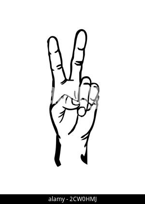 Friedenszeichen Finger. Victory Hand Symbol Vektor Illustration. Erfolgszeichen. Stock Vektor