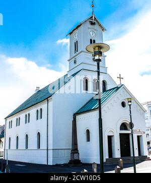 Kathedrale von Reykjavik (Domkirkjan) in Island. Stockfoto