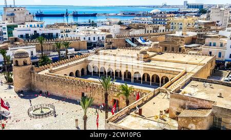Die große Moschee von Sousse. UNESCO-Weltkulturerbe. Sousse, Tunesien Stockfoto